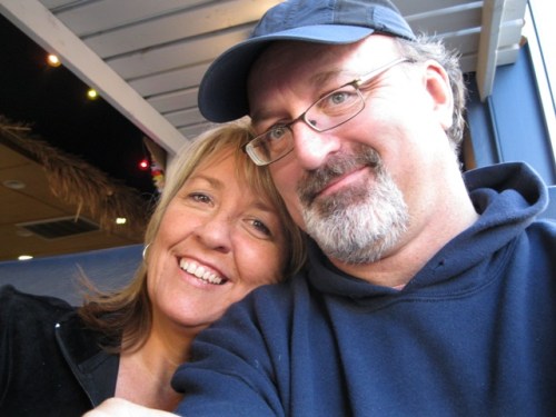 Brenda and me at a sandwich shop.