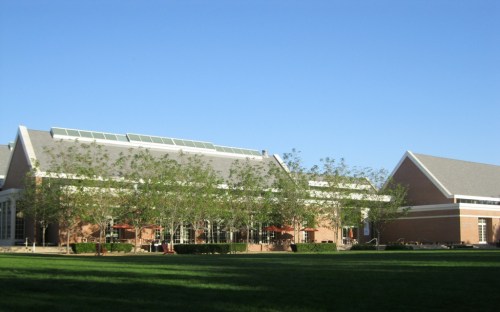 Not all the buildings on campus are old. The DeRosa University Center, home to dining facilities, gathering places, conference center and the bookstore, is one of several LEED-certified buildings on campus.